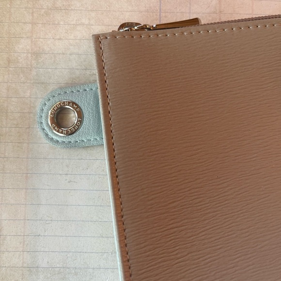 Longchamp Roseau Flat Leather Clutch in Clay